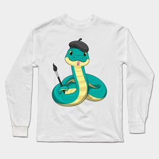 Snake as Painter with Paint brush Long Sleeve T-Shirt